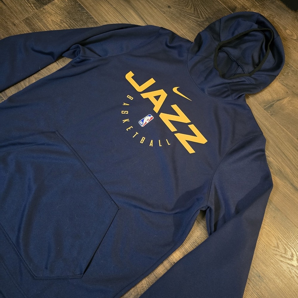 Nike Engineered NBA Utah Jazz Hoodie Men XLT Navy Blue Dri-Fit Warmup Basketball